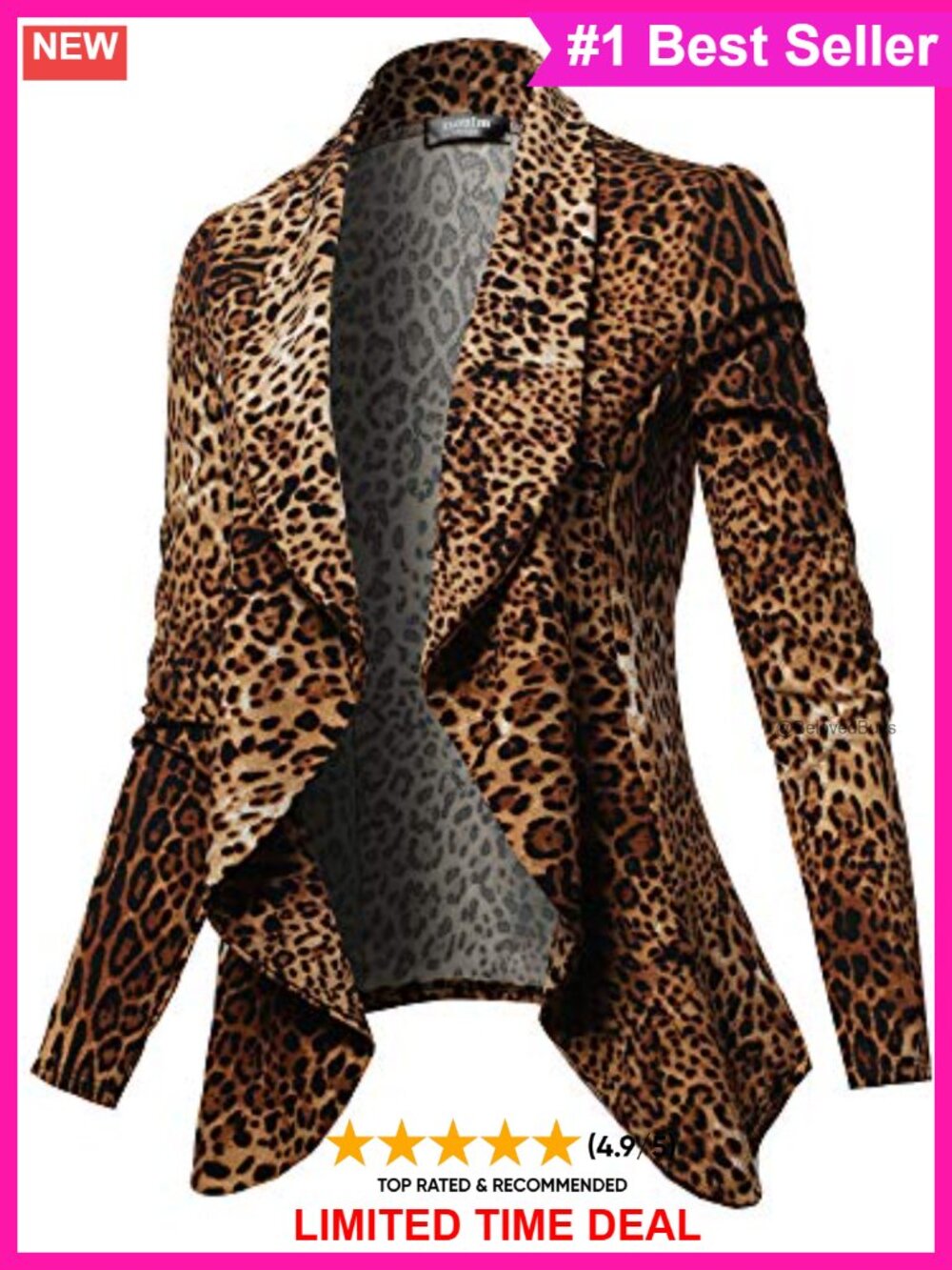 Women's Stretch Blazer Notch Lapel Long Sleeve Work Office Jacket